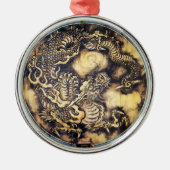 クールで伝統的な日本の東洋のドラゴン木芸術 メタルオーナメント (正面)