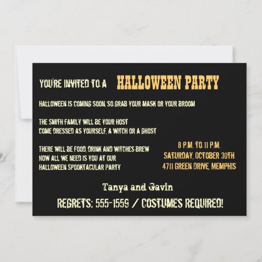 クールで幽霊のよく出るな城の月のハロウィンのおもしろいのパーティー 招待状 (裏面)