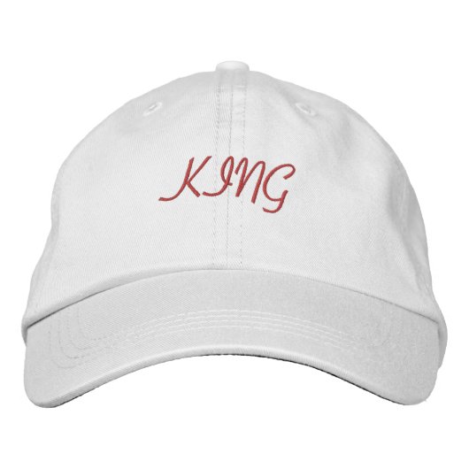 クールで快適なバイザー King テキスト 刺繍入りキャップ (正面)