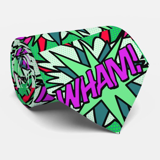 クールで楽しいコミックブックの「WHAM」スーパーヒーロー ネクタイ (ロール)