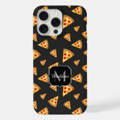 クールで楽しいピザスライス柄のカスタムモノグラム iPhoneケース (裏面)