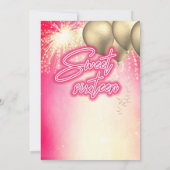クールで楽しいピンクのネオン風船スパーク花火 招待状 (裏面)