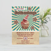 クールで楽しいレトロタイポグラフィーのクッキー交換パーティー 招待状 (スタンド正面)