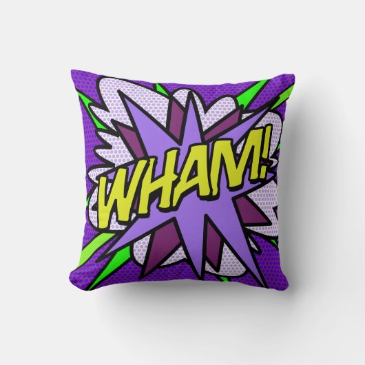 クールで楽しい漫画本のWHAMモダンパープル クッション (正面)