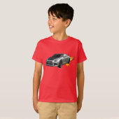 クールで燃えるようなレースカー Tシャツ (正面フル)
