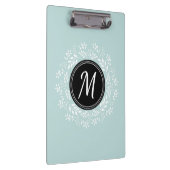 クールで真新しく青い花のリースのカスタムのモノグラム クリップボード (右)