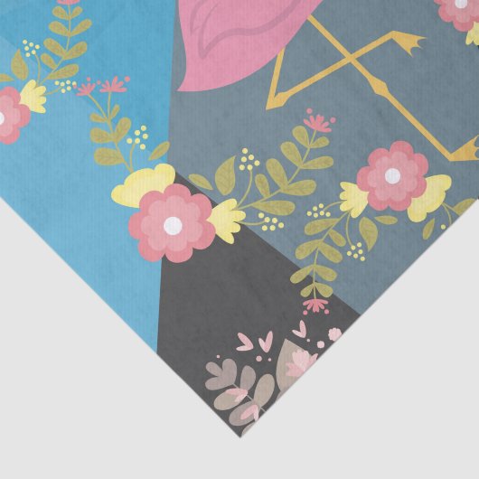 クールで粋でシックでかわいいピンクのガーリーな花のフラミンゴ 薄葉紙 (詳細)