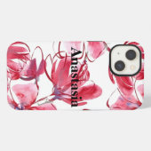 クールで素晴らしいピンクの花 iPhoneケース (裏面横)