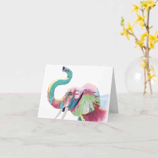 クールで素晴らしく粋で多彩で鮮やかな象 カード (黄色い花)