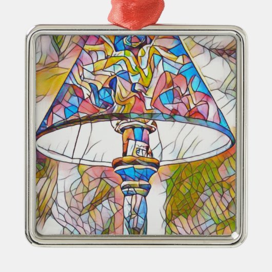 クールで芸術的なステンドグラスのランプの笠 メタルオーナメント (正面)