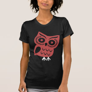 クールで赤いフクロウ Tシャツ