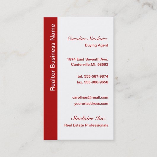 クールで赤い不動産業者の名刺 名刺 (正面)