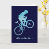 クールで青いバイクもしくは自転車に乗る人 カード (黄色い花)