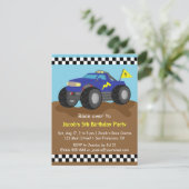 クールで青いモンスタートラックの誕生会 招待状 (スタンド正面)