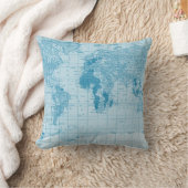 クールで青い世界地図の枕 クッション (ブランケット)