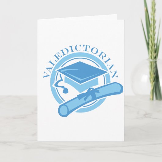 クールで青い卒業生総代の卒業のギフト カード (正面)