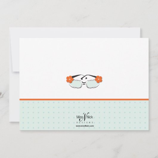 クールで青およびオレンジ夏のサングラスの招待状 招待状 (裏面)