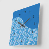 クールで青くカラフルなタイルの波パターンギフト スクエア壁時計 (傾斜)