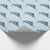 クールで青く図解入りの、写真付きのなメカジキパターン ラッピングペーパー (角)