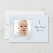 クールで青く平らな写真は感謝していしています サンキューカード (正面)