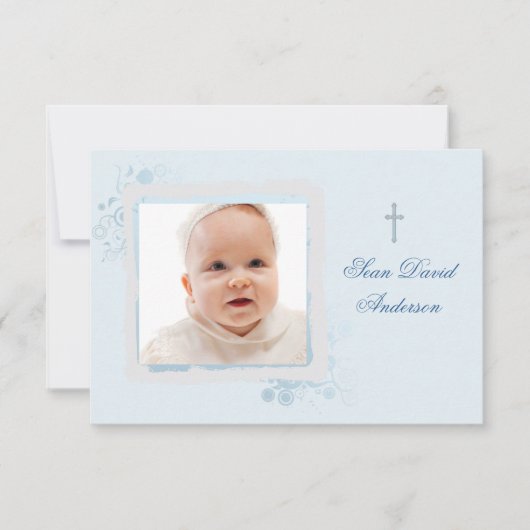 クールで青く平らな写真は感謝していしています サンキューカード (正面)