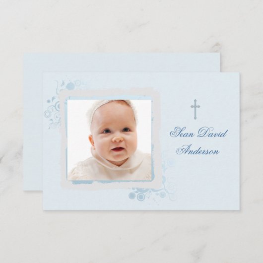 クールで青く平らな写真は感謝していしています サンキューカード (正面/裏面)