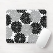 クールで黒いおよび灰色の花は花柄活気付きます マウスパッド (マウス)