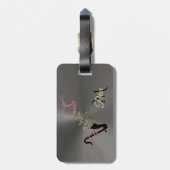 クールで黒いサクソフォーンおよび音楽ノートのモノグラム ラゲッジタグ (裏面縦)