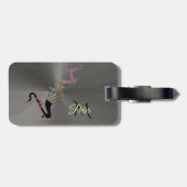 クールで黒いサクソフォーンおよび音楽ノートのモノグラム ラゲッジタグ (裏面横)