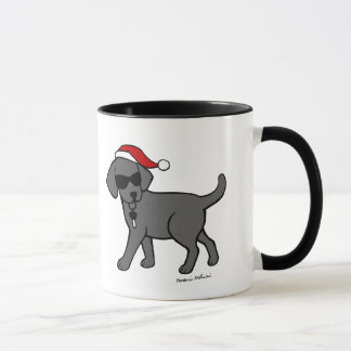 クールで黒いラブラドールのクリスマスの漫画 マグカップ