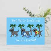 クールで黒いラブラドールのプールを囲んでのパーティ 招待状 (スタンド正面)