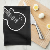 クールで黒く及び白いギター キッチンタオル (四つ折り)