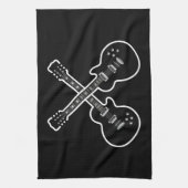 クールで黒く及び白いギター キッチンタオル (縦)