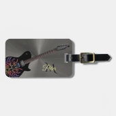 クールで黒く激しいギターのモノグラムの荷物のラベル ラゲッジタグ (正面横)
