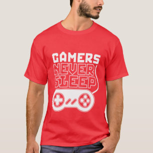 クールで、おもしろいなゲーマーのTシャツのゲーマーは決して眠りません Tシャツ