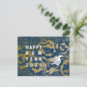 クールなうさぎと花の年賀はがき～BlueBase03 シーズンポストカード (スタンド正面)