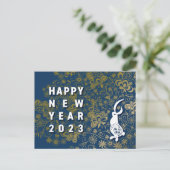 クールなうさぎと花の年賀はがき～BlueBase04 シーズンポストカード (スタンド正面)