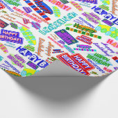 クールなおもしろいの動的レトロのハッピーバースデーパターン ラッピングペーパー (角)