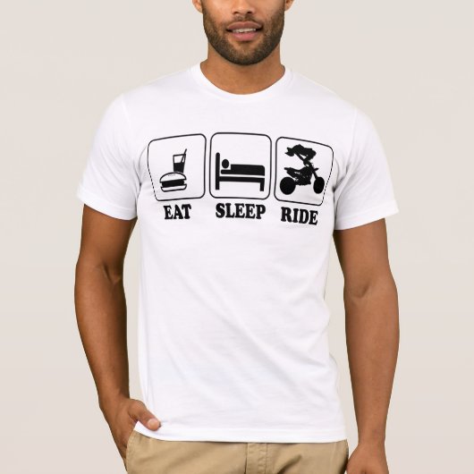クールなおもしろいモトクロスのカスタムの芸術に食べましたり、眠りましたり、乗ります Tシャツ (正面)