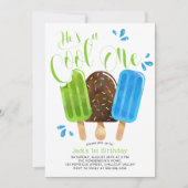 クールなひとり息子くんのファーストバースデー 招待状 (正面)