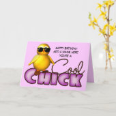 クールなひよこのパーソナライズな挨拶状 カード (黄色い花)