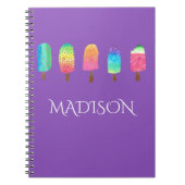 クールなアイスキャンデーの紫色のカスタムな学校 ノートブック (正面)