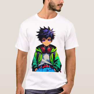 クールなアニメ少年アート Tシャツ