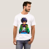 クールなアニメ少年アート Tシャツ (正面フル)