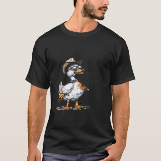 クールなアヒルのカウボーイハットサングラスギャグ その鳴き声はユーモア Tシャツ