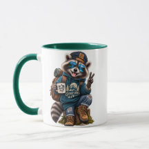 クールなアライグマハイカー マグ  グッドバイブス
