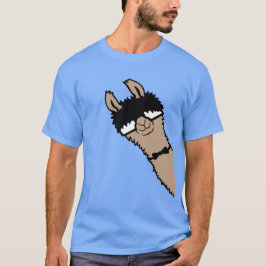 クールなアルパカのメガネ蝶ネクタイ Tシャツ