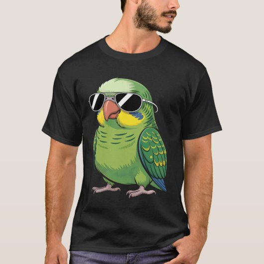 クールなインコのサングラス Tシャツ (正面)