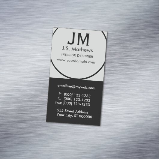 クールなインテリア・デザイナーの企業ので黒いモノグラム マグネット名刺 (インサイチュ)