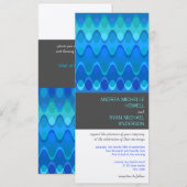 クールなウェーブ幾何学模様のモダンウェディング 招待状 (正面/裏面)